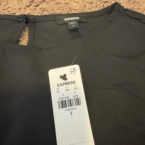 Express Black Fit Flare Puff Sleeve Dress A Line Mini Size S M L NEW $78 - Picture 15 of 16